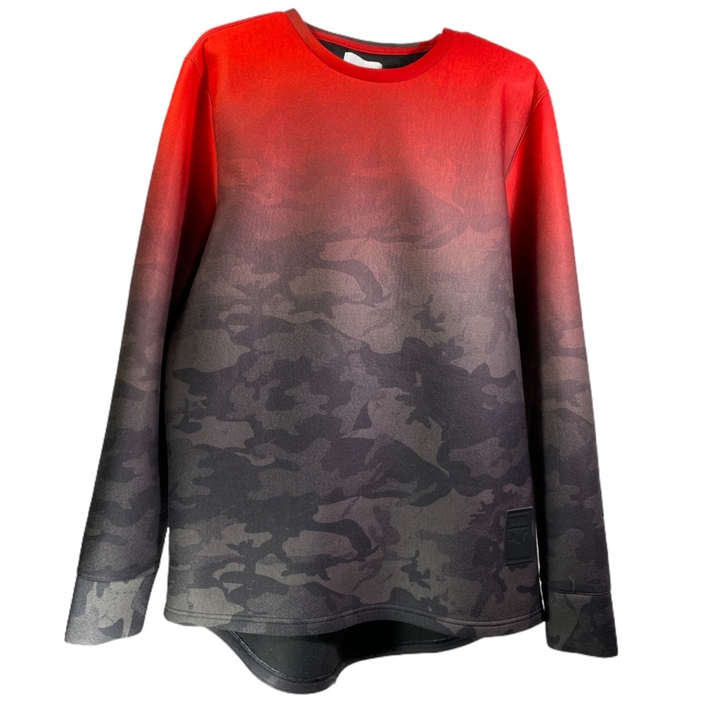 Puma x Trapstar Men’s Crew Sweatshirt Barbados Cherry and Trap Camo size L